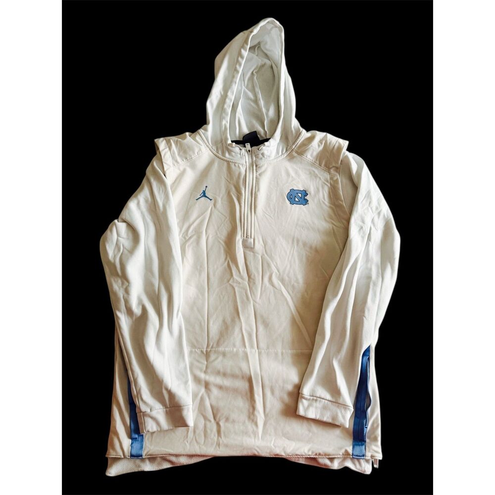 Jordan White/Blue UNC Tar Heels Performance Half-Zip Pullover Hoodie Men L